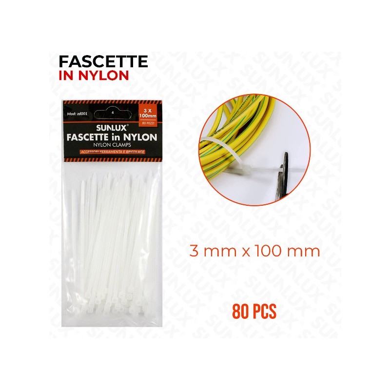 FASCETTA NYLON 2 5 3 100MM 80PSC BIANCO