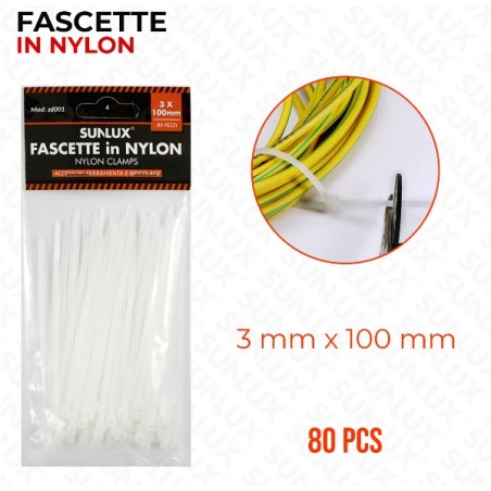 FASCETTA NYLON 2 5 3 100MM 80PSC BIANCO