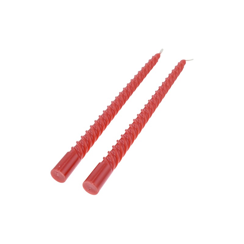 SET 2 CANDELE TORCIGLIONE 25CM ROSSO LAC