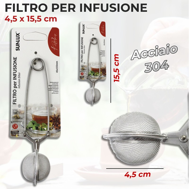 FILTRO PER INFUSIONE CON MANICO IN ACCIAIO SUNLUX