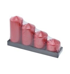 SET 4 PILLAR D.5X6/8/10/12CM ROSSO LACCA