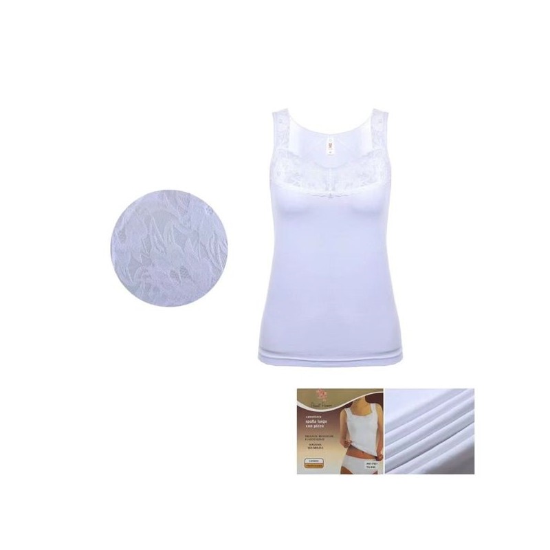 CANOTTIERA SPALLA LARGA CON PIZZO