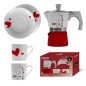 SET CAFFETTIERA E 2 TAZZINE C/PIATT INO