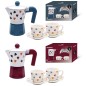 SET CAFFETTIERA E 2 TAZZINE C/PIATT INO