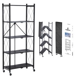 SCAFFALE PIEGHEVOLE 5 RIPIANI NEROCM.160