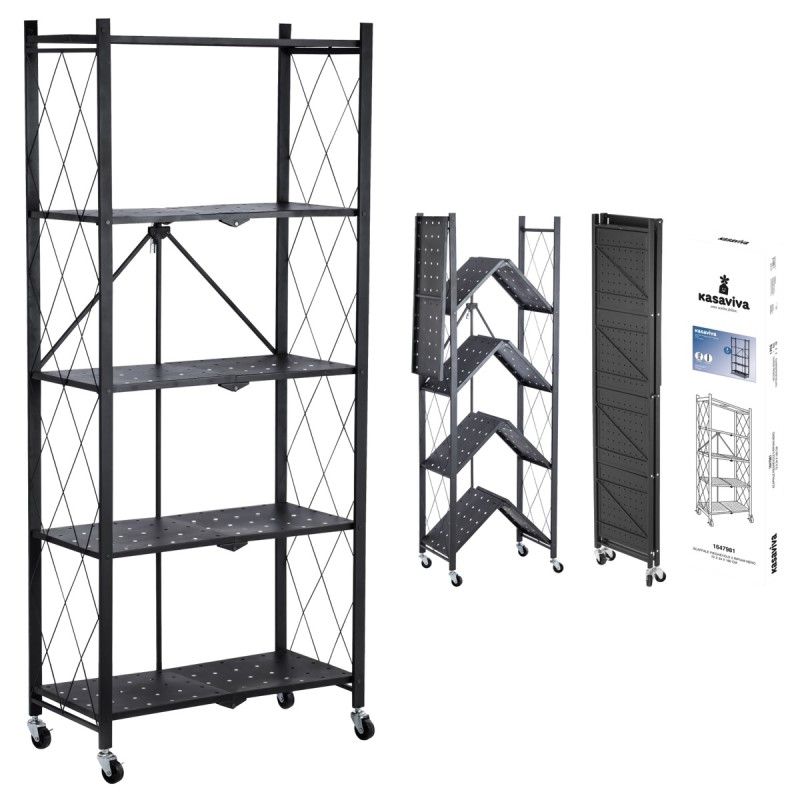 SCAFFALE PIEGHEVOLE 5 RIPIANI NEROCM.160