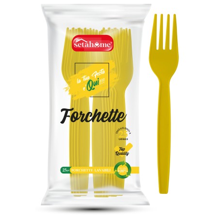 FORCHETTE IN PLASTICA GIALLE CF 25PZ