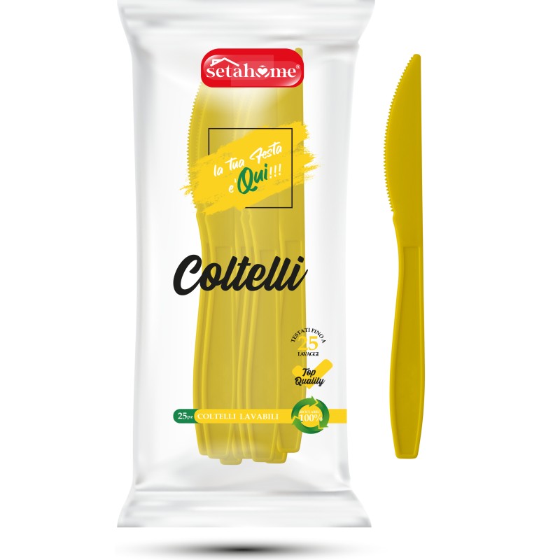 COLTELLI IN PLASTICA GIALLI CF 25PZ