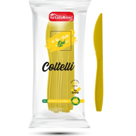 COLTELLI IN PLASTICA GIALLI CF 25PZ