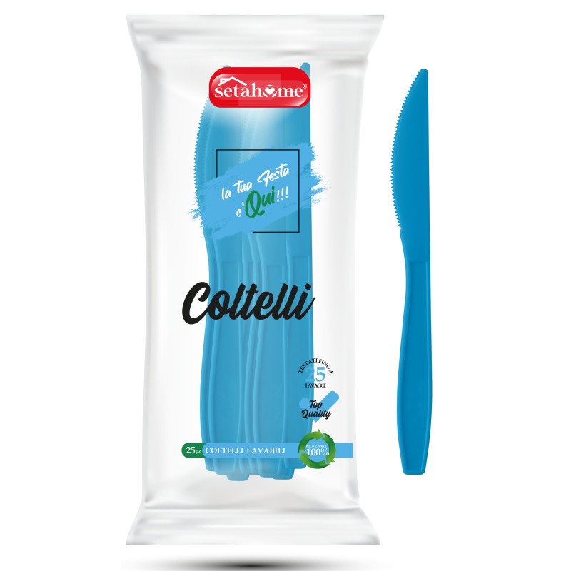 COLTELLI IN PLASTICA AZZURRI CF 25PZ