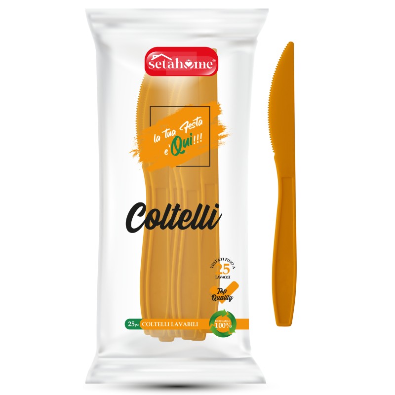 COLTELLO IN PLASTICA ARANCIONE CF 25PZ