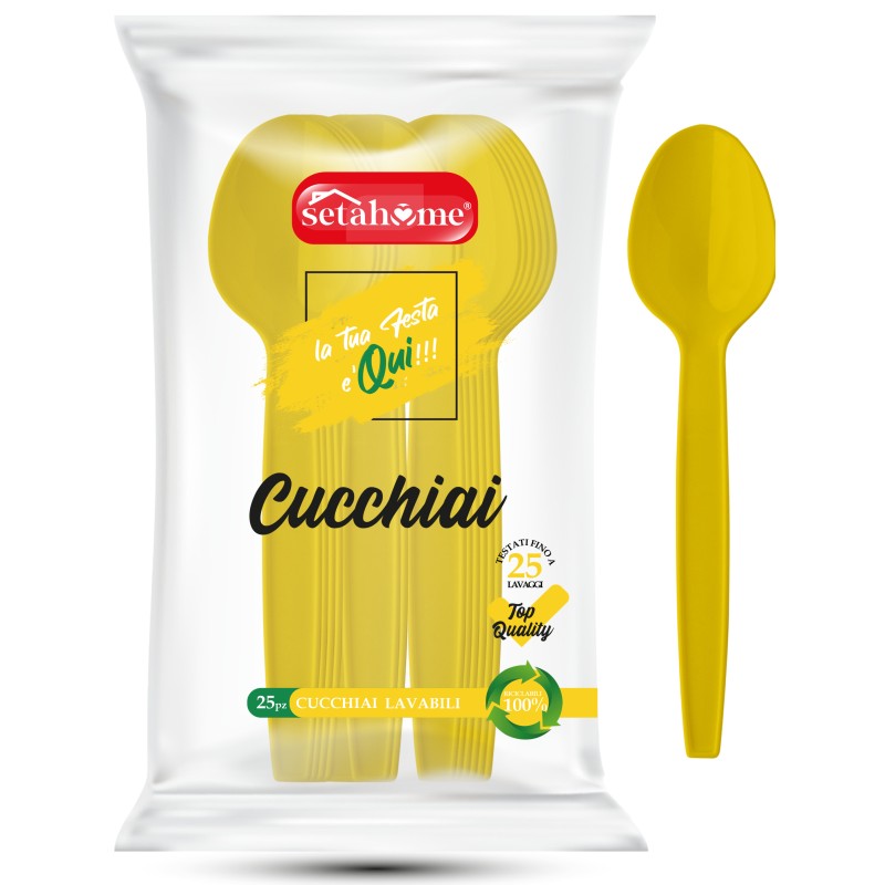 CUCCHIAI IN PLASTICA GIALLI CF 25PZ