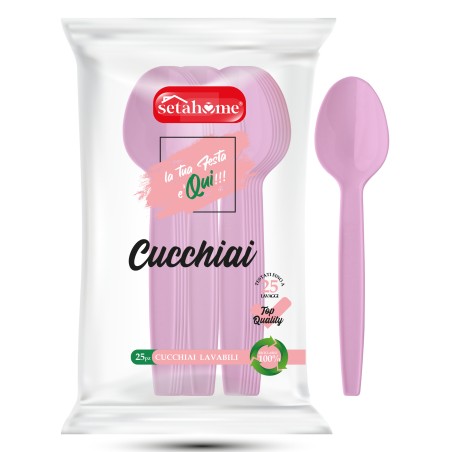 CUCCHIAI IN PLASTICA ROSA CF 25PZ