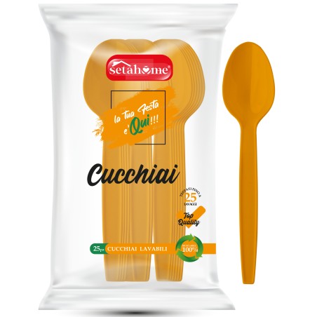 CUCCHIAI IN PLASTICA ARANCIONI CF 25PZ