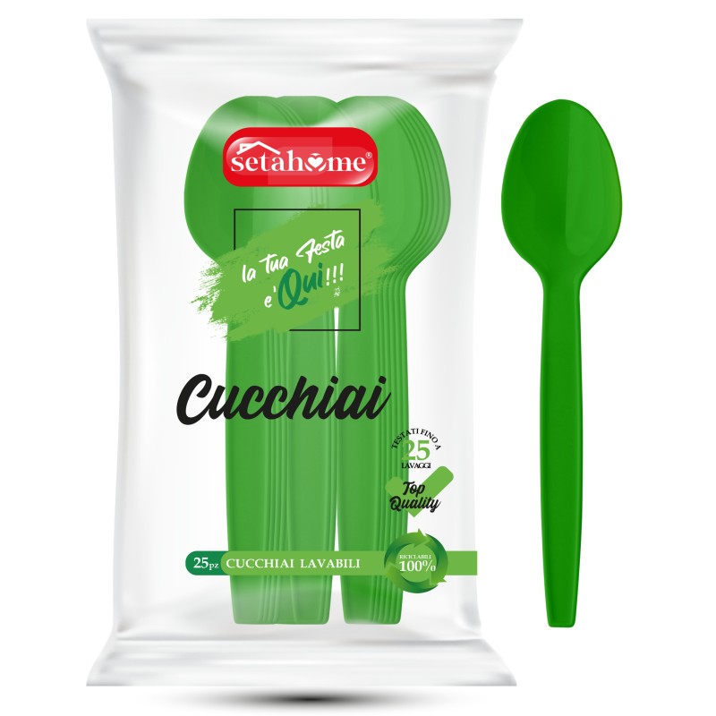 CUCCHIAI IN PLASTICA VERDI CF 25PZ