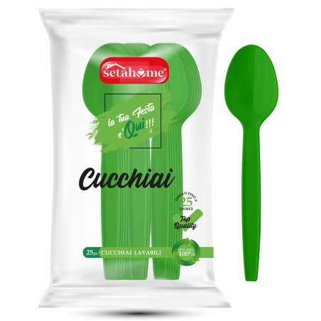 CUCCHIAI IN PLASTICA VERDI CF 25PZ