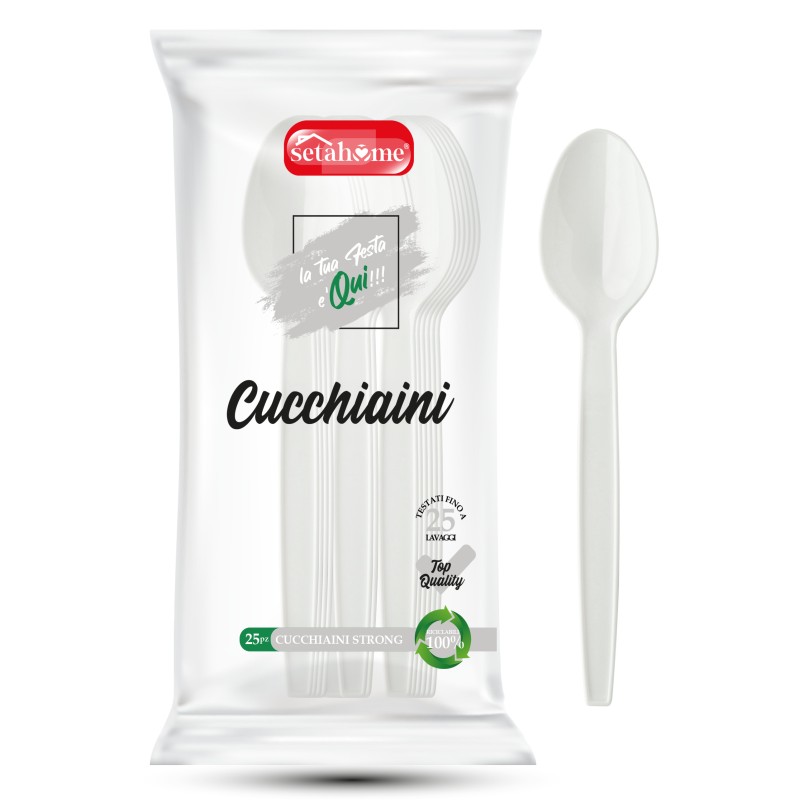 CUCCHIAINI IN PLASTICA BIANCHI CF 25PZ