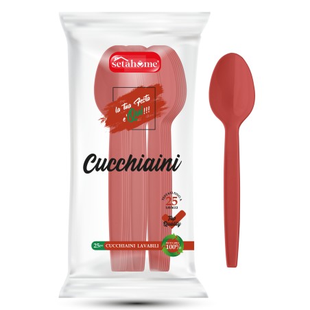 CUCCHIAINI IN PLASTICA ROSSI CF 25PZ