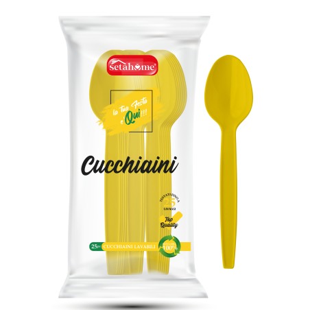 CUCCHIAINI IN PLASTICA GIALLI CF 25PZ