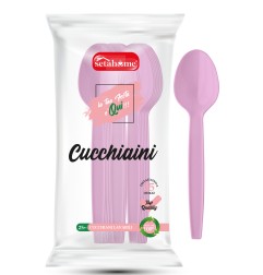CUCCHIAINI IN PLASTICA ROSA CF 25PZ