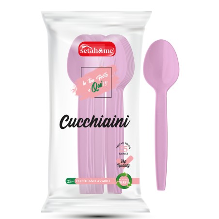 CUCCHIAINI IN PLASTICA ROSA CF 25PZ