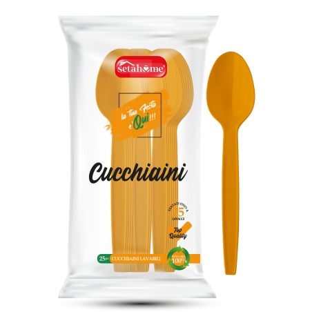 CUCCHIAINI IN PLASTICA ARANCIONI CF 25PZ