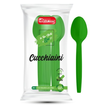 CUCCHIAINI IN PLASTICA VERDI CF 25PZ