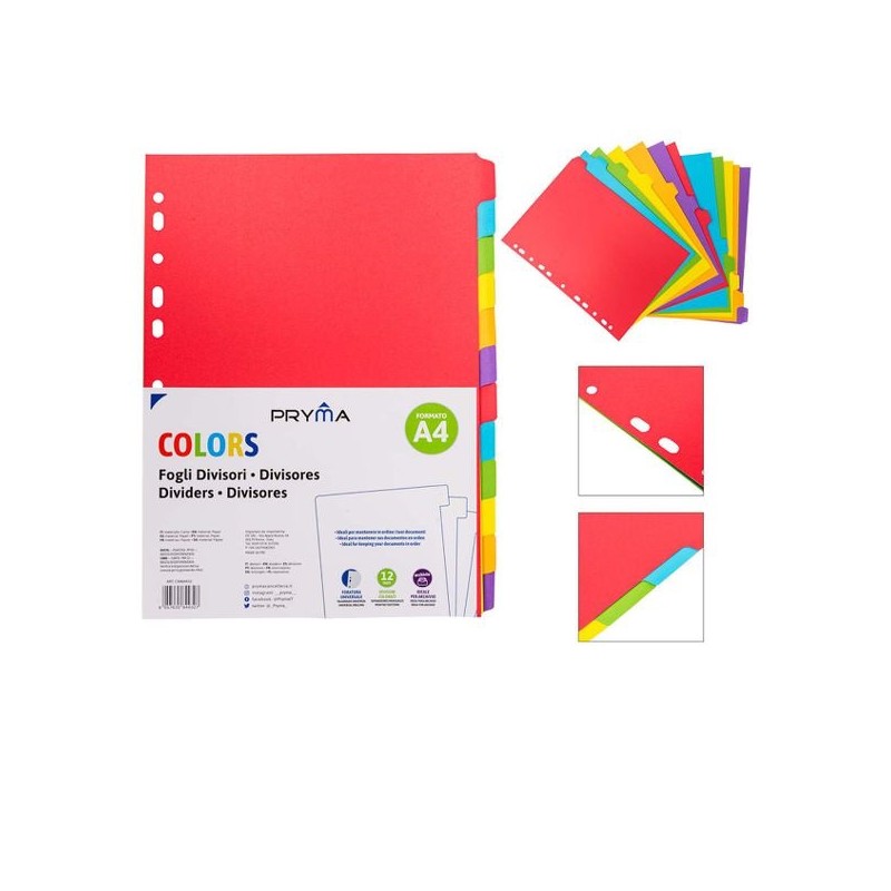 PRYMA DIVISORI COLORATI A4 140G 12POSIZ.