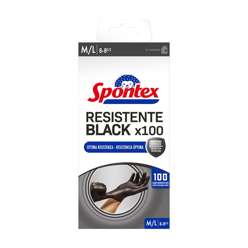 SPONTEX GUANTI NITRILE NERO PZ.100 TG.M-