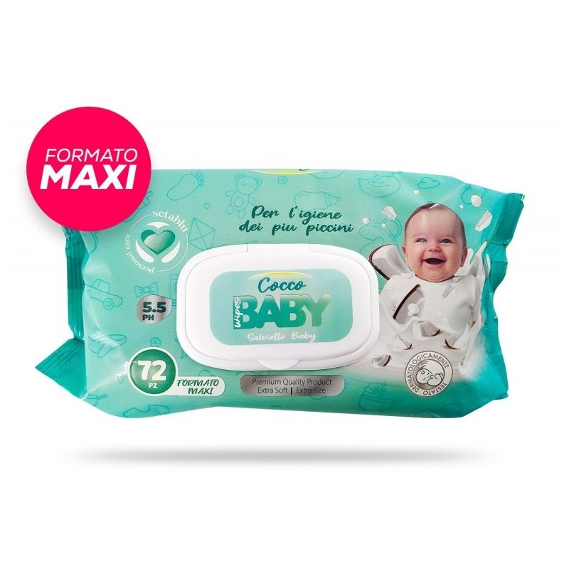 SALVIETTE BABY LATTE E COCCO 72PZ XXL