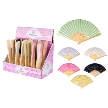 VENTAGLIO BAMBOO+CARTA 21CM 6COLORI ASS