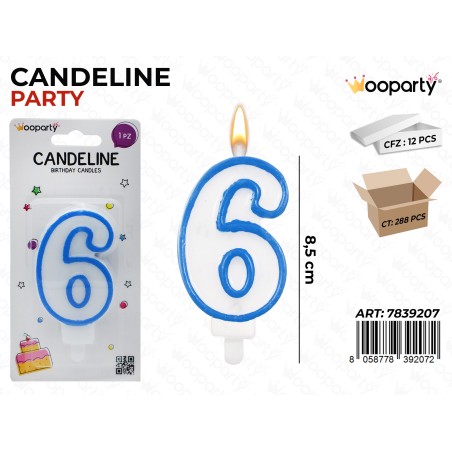 CANDELINA NUMERO 6 AZZURRA