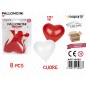PALLONE CUORE BIANCO ROSSO 12 8PZ DA 12