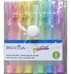 PRYMA PENNA GEL MINI 9CM 6PZ PASTELLO BL
