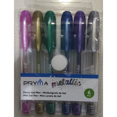 PRYMA PENNA GEL MINI 9CM 6PZ METALLICA B