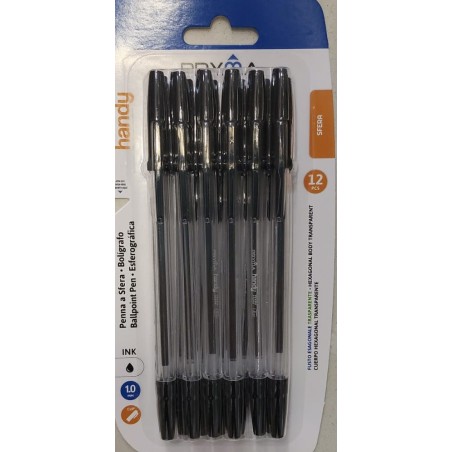 PRYMA PENNA SFERA HANDY 1MM 12PZ NERO BL