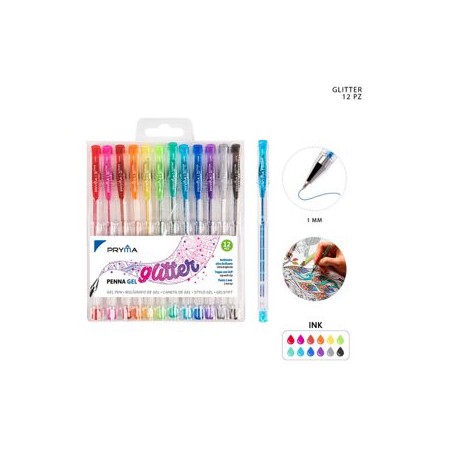 PRYMA PENNA GEL GLITTER 1MM 12PZ BL.
