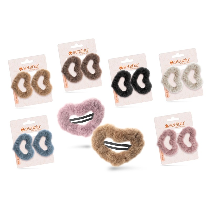 FERMAGLI CAPELLI IN PELUCHE CUORE CON