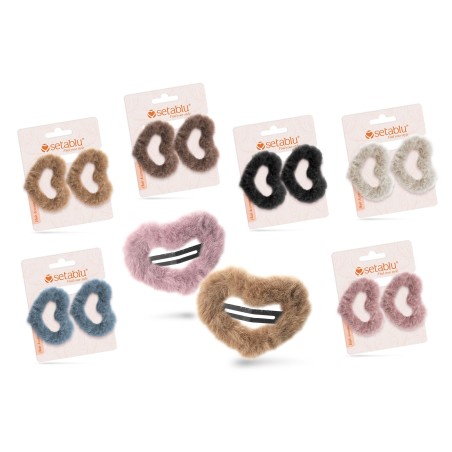 FERMAGLI CAPELLI IN PELUCHE CUORE CON