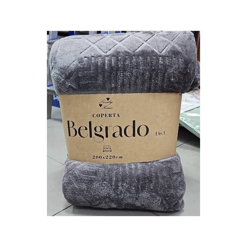 COPERTA  BELGRADO 200*220 GRIGIO DIS 01