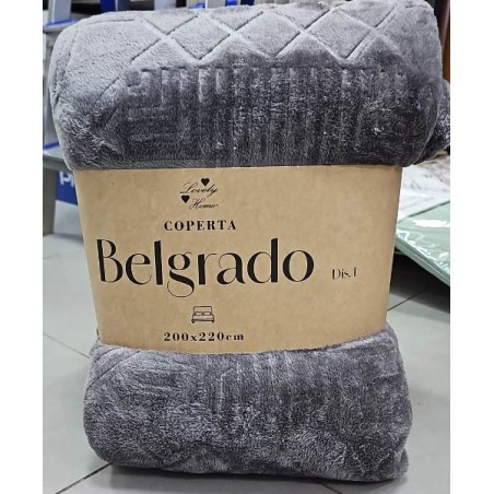 COPERTA  BELGRADO 200*220 GRIGIO DIS 01