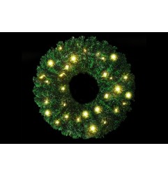 CORONA D.45CM C/40LED B.CALDO M.3 VERDE