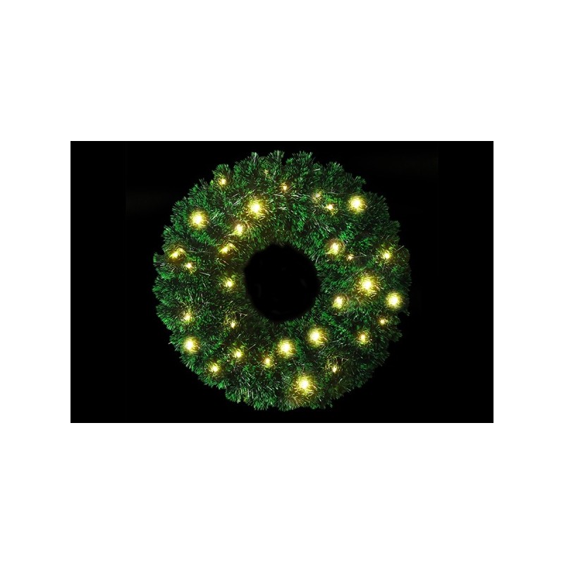 CORONA D.45CM C/40LED B.CALDO M.3 VERDE