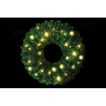 CORONA D.45CM C/40LED B.CALDO M.3 VERDE