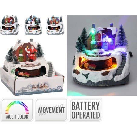 SCENA NATALE RESINA C/LED E TRENO