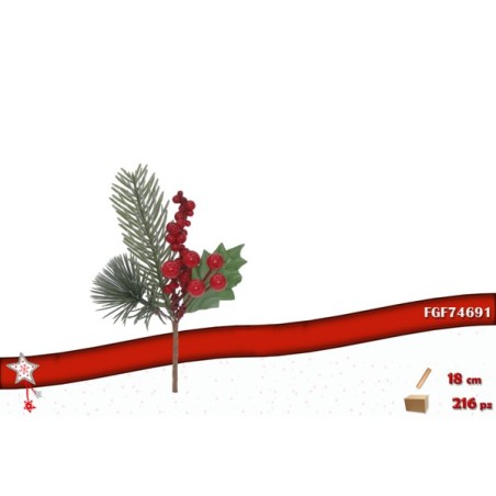 PICK CON BACCHE ROSSE E DECORAZIONI