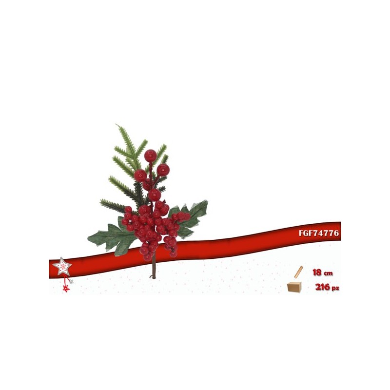 PICK CON BACCHE ROSSE E DECORAZIONI