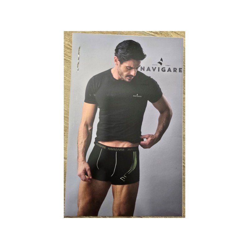 NAVIGARE BOXER+T-SHIRT GIROC.NERO
