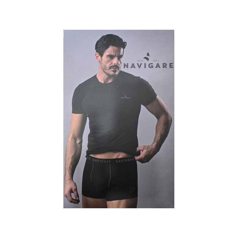 NAVIGARE BOXER+T-SHIRT GIROC.NERO