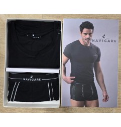NAVIGARE COORD. BOXER+T-SHIRT GIROC.NERO
